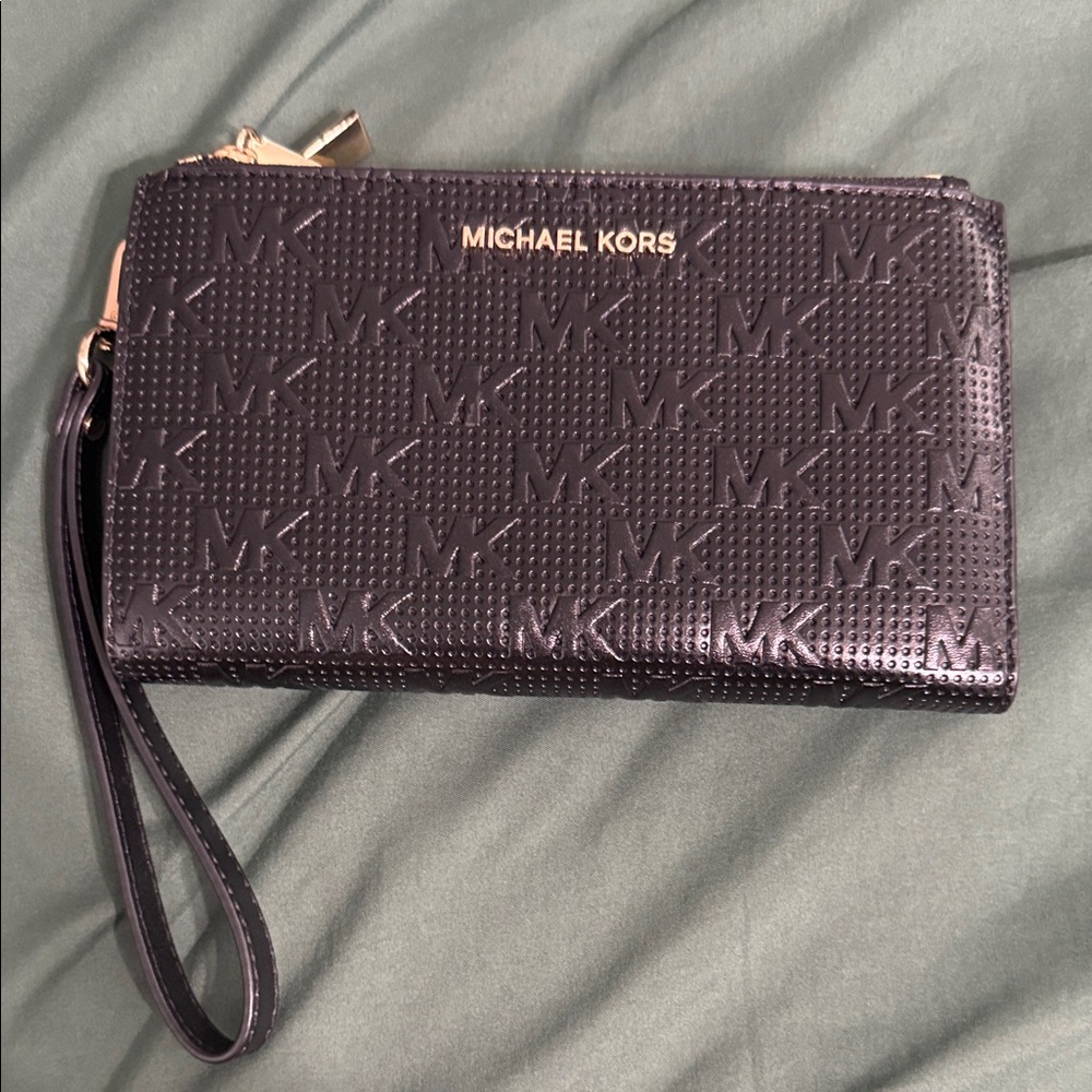 Michael Kors Black Embossed Wristlet